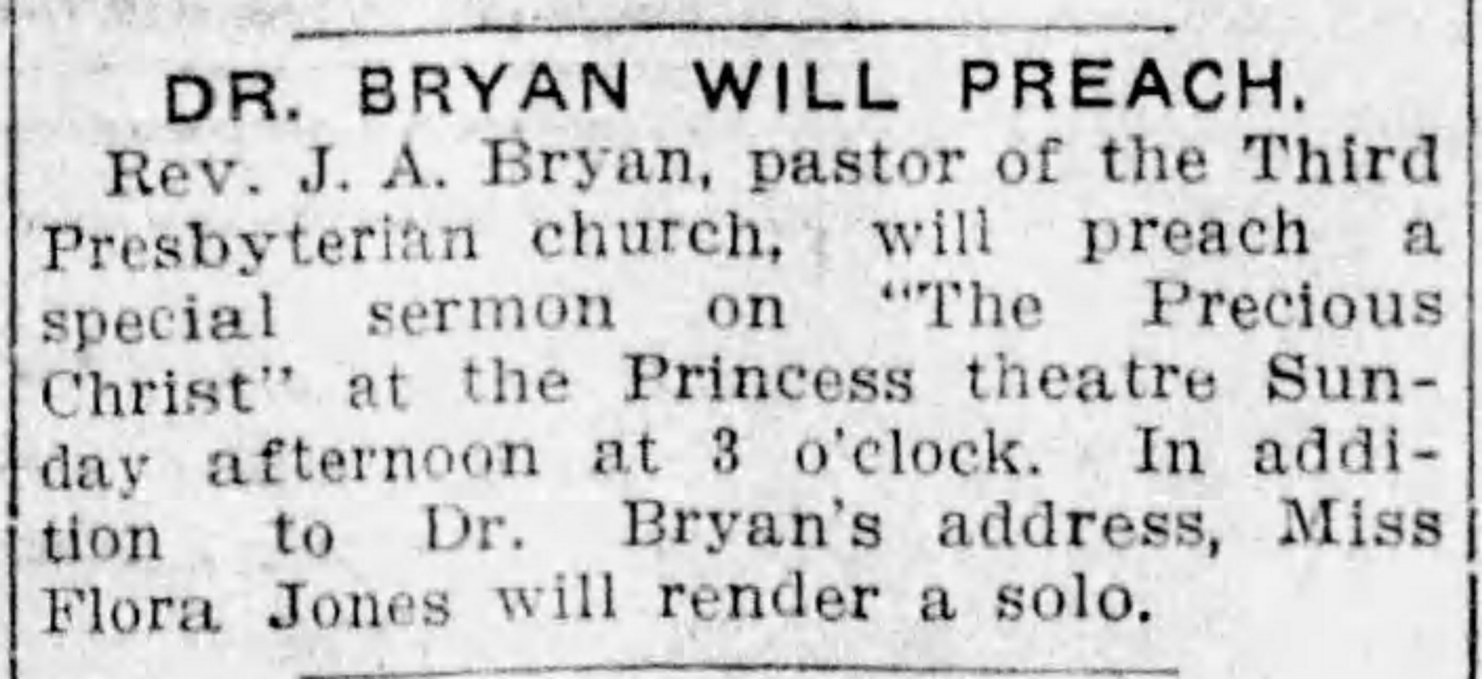Dr. Bryan Will Preach